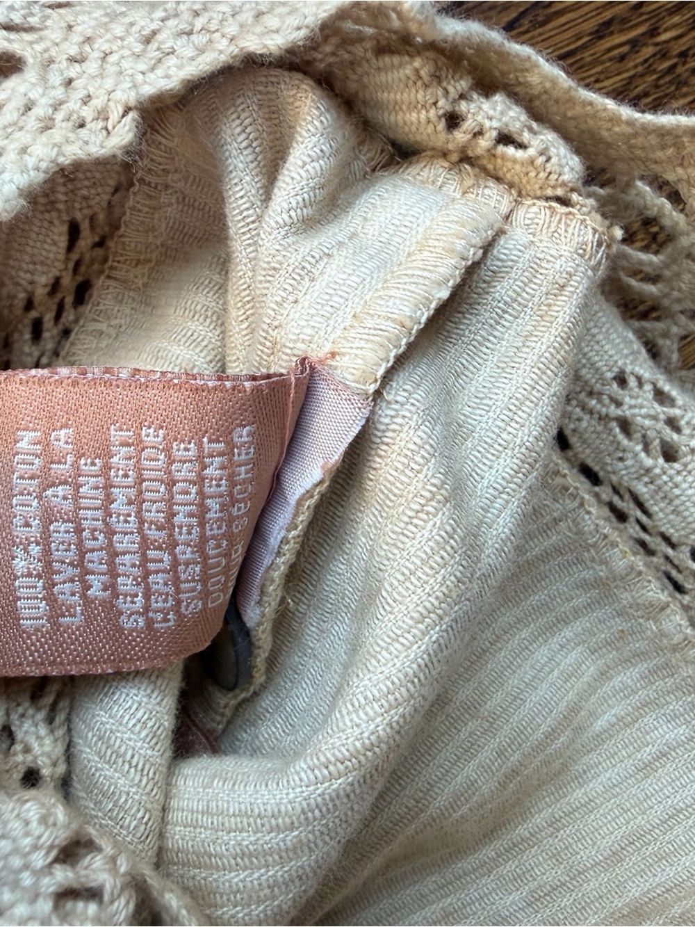 April Cornell Beige Corduroy Ribbed Lace-Trim Western Indie Button Down CropTank - Picture 4 of 6